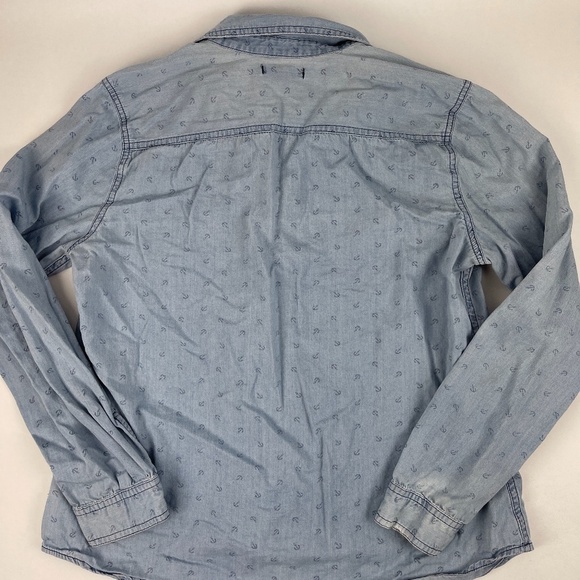 Old Navy Button Up Shirt Womens Large Blue Denim Pockets - Picture 11 of 11